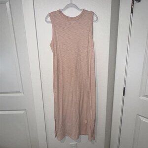 Sleeveless Pink Cotton Midi Dress